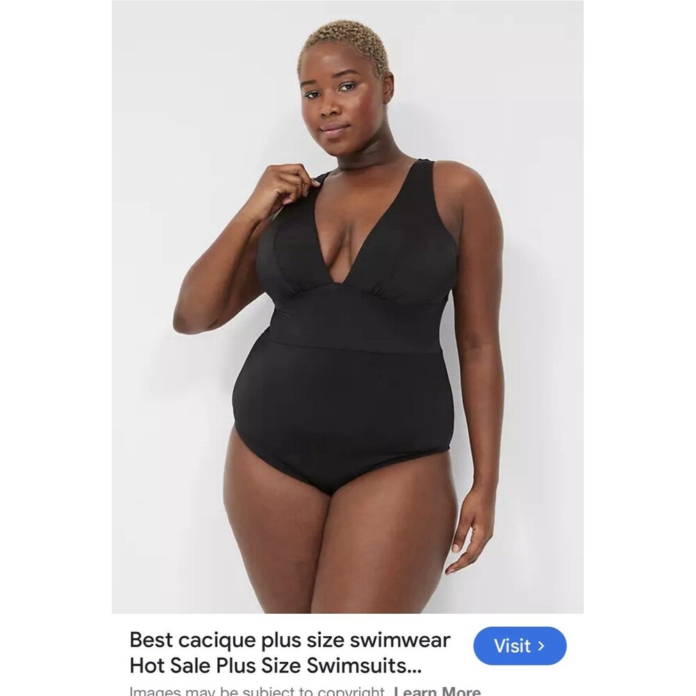 Swim By Cacique SIZE 28 Black One Piece Swimsuit NWT Lightly Lined NO Wire NEW - Picture 8 of 8